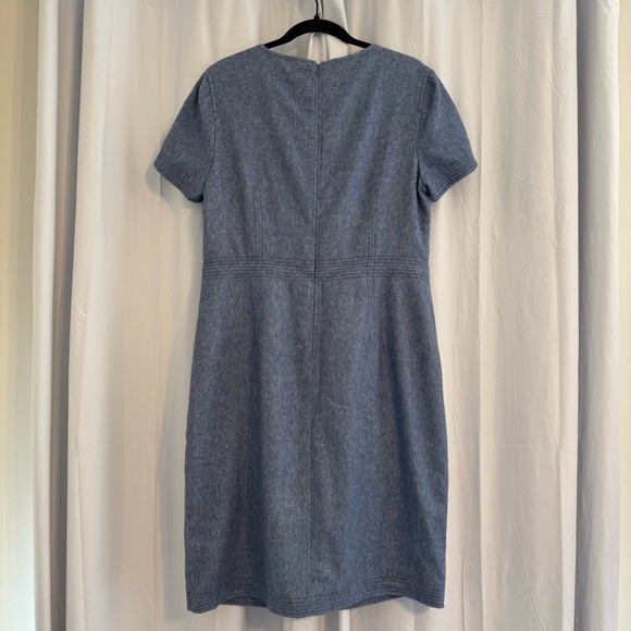 Banana Republic Italian Wool Flannel Sheath Dress Lined Blue NWT Size 14 - Picture 3 of 16